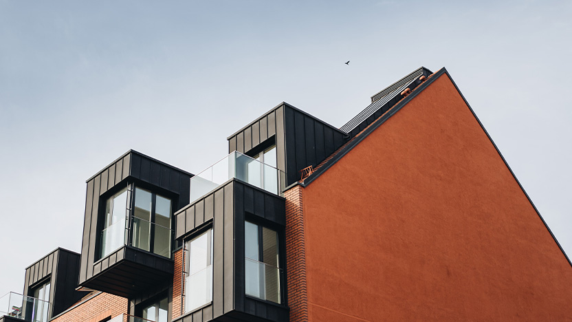 Top floor and roof of a modern house