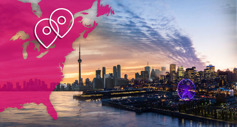 Photomontage de Montréal et Toronto